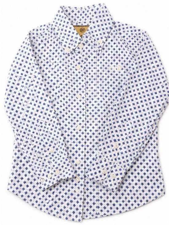 Wrangler Other - Wrangler White Button-Down Shirt with Blue Micro-Print